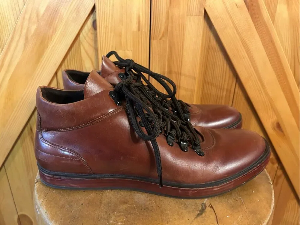 Kenneth Cole New York Climb The Rope Boots Cognac Brown Sz 10.5